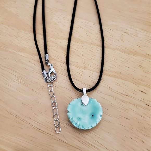 Handmade Ceramic Aqua Green Butterfly Pendant Necklace - Picture 6 of 11